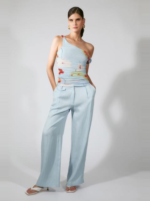 BARDOT Layana Printed Mesh Asym Top In Baby Blue Floral