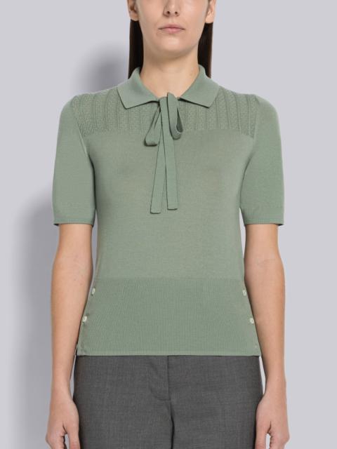 Thom Browne Fine Merino Wool Keyhole Polo
