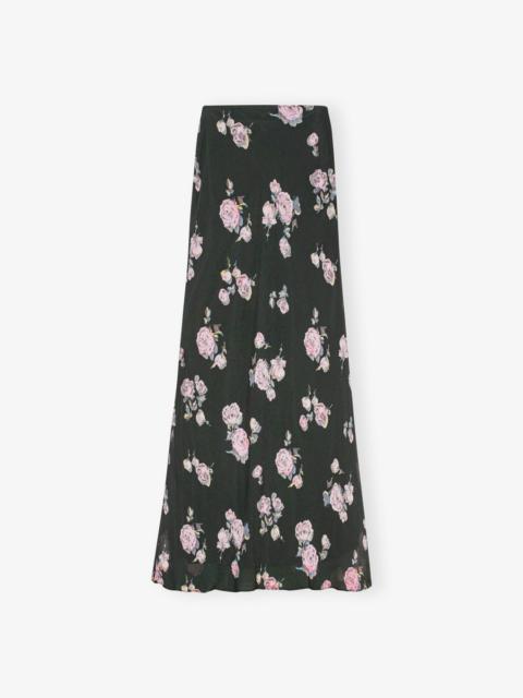 FLORAL PRINTED CREPE MAXI SKIRT