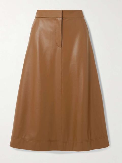 VERONICA BEARD Louise faux leather midi skirt Tan