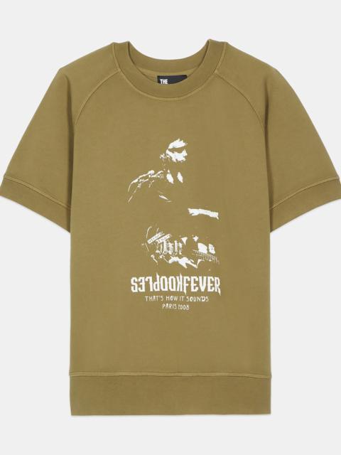 The Kooples KHAKI SHORT-SLEEVED SWEATSHIRT KOOPLES FEVER SERIGRAPHY