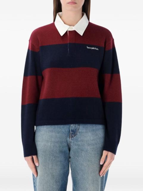 Sporty & Rich logo-embroidered striped-pattern polo top