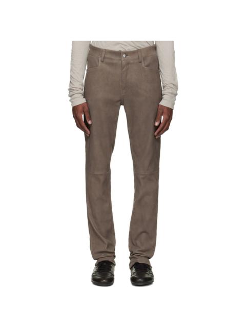 Rick Owens Gray Temple Tyrone Leather Pants