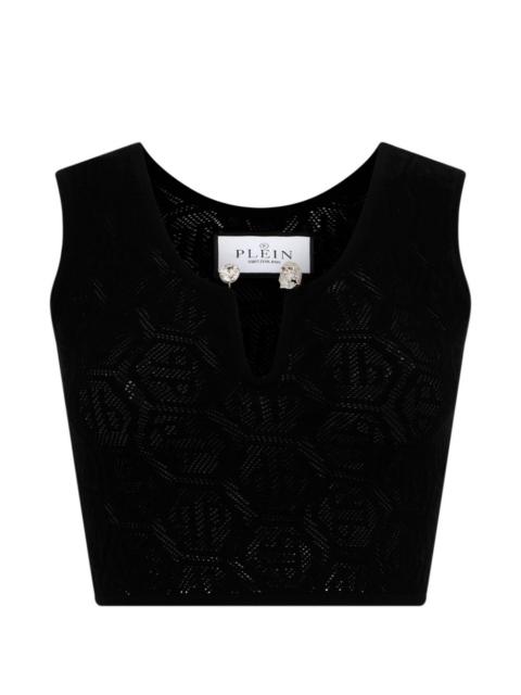 PHILIPP PLEIN jewel-detail monogram tank top