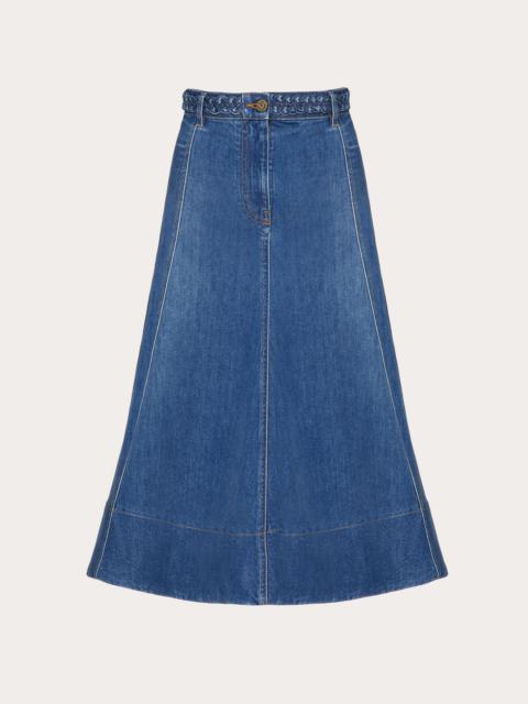 Valentino Blue Faded Denim Maxi Skirt | ssense | REVERSIBLE