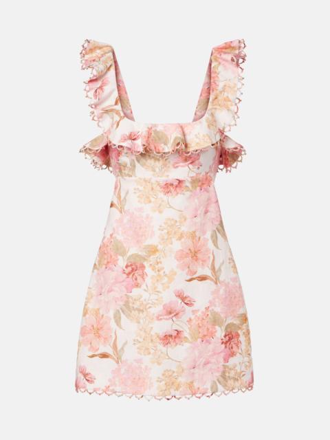 Zimmermann Como floral ruffled linen minidress