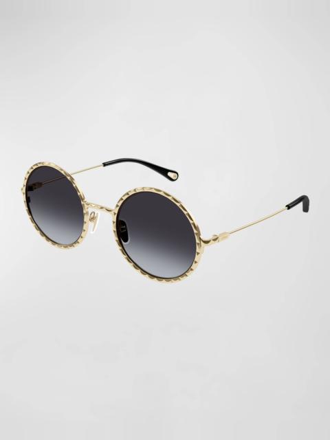 Chloé Textured Metal Round Sunglasses