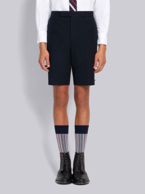 Thom Browne Navy Cotton Boucle Suiting Side Engineered Stripe Classic Short
