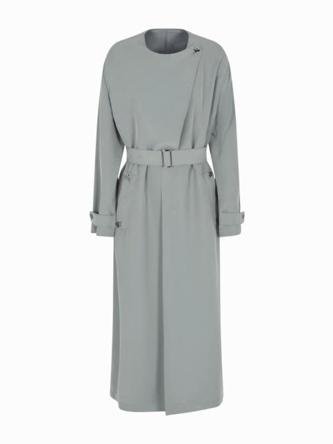 EMPORIO ARMANI Belted cupro trench coat with wrap closure