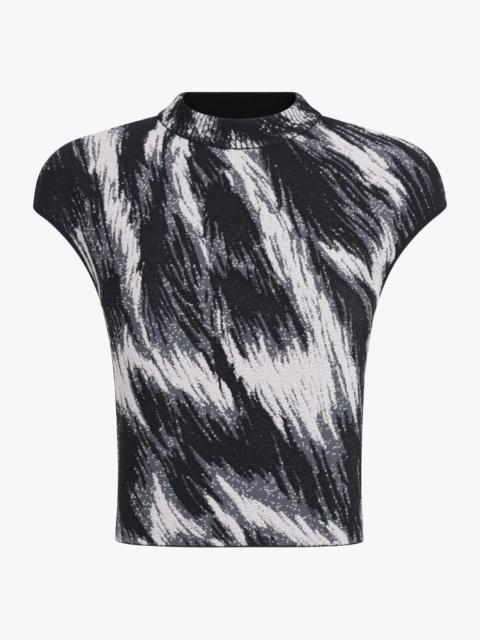 Givenchy HIGH-NECK SS MARBLE CROP TOP | GREY MIX