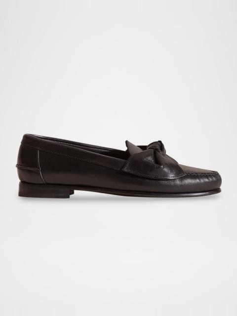 HEREU Corbati Bow Leather Loafers