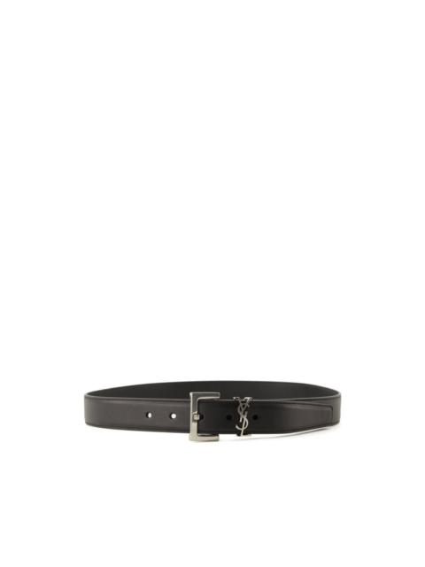 SAINT LAURENT Cassandre logo leather belt
