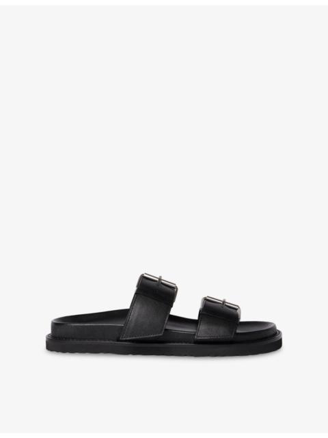 WHISTLES Double-Buckle Leather Slides