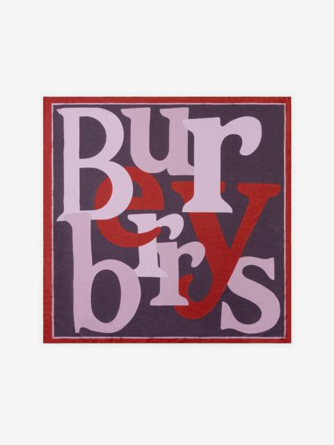 Burberry Block Print Cotton Silk Scarf