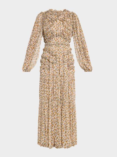 ULLA JOHNSON Iona Silk Long-Sleeve Dress