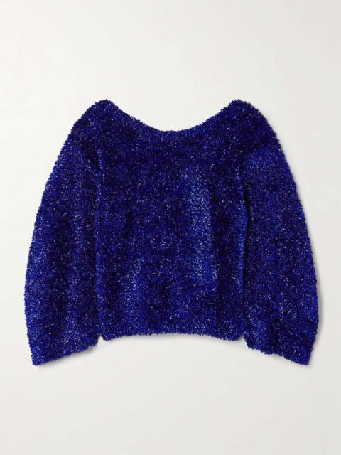 Oversized metallic appliquéd knitted sweater