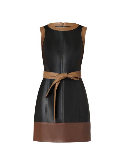 Shoshanna Women's Shanti Faux Leather Minidress - Jet Camel Brown