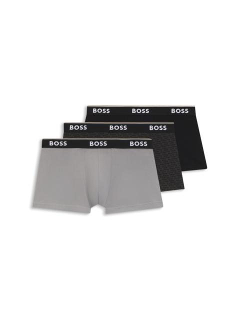 BOSS THREE-PACK OF TRUNKS WITH LOGO WAISTBANDS