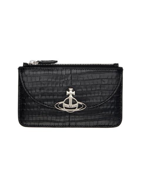 Vivienne Westwood Black Half Moon Croc-Embossed Card Holder