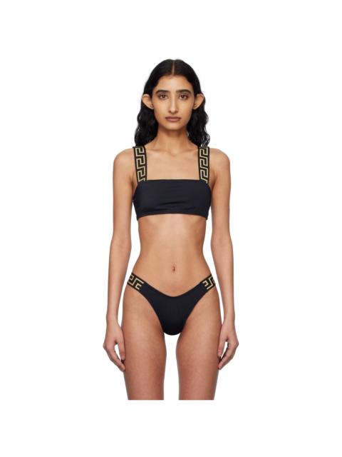 VERSACE Black Greca Border Bikini Top
