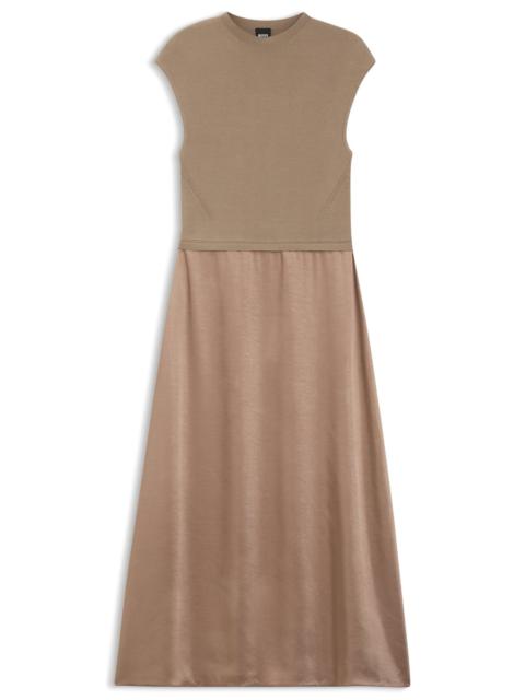 BOSS KNITTED DRESS WITH SATIN SKIRT