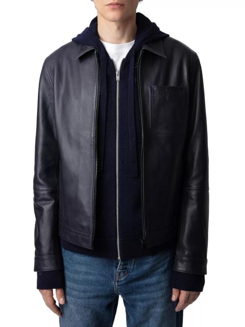 Vintage Zip Front Leather Jacket