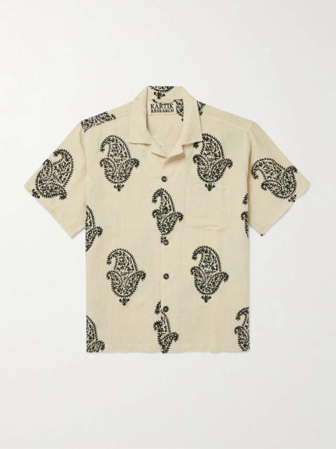 KARTIK RESEARCH Camp-Collar Paisley-Print Linen Shirt