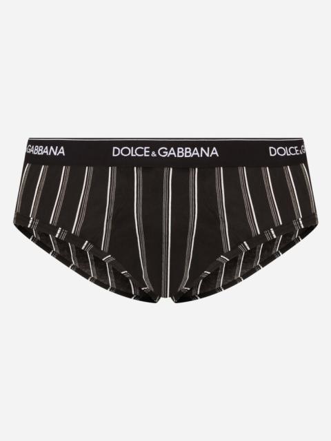 Dolce & Gabbana Two-way-stretch cotton mid-rise briefs with striped print