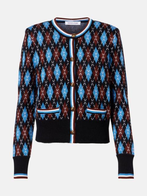 VERONICA BEARD Sylvane argyle wool and cotton cardigan
