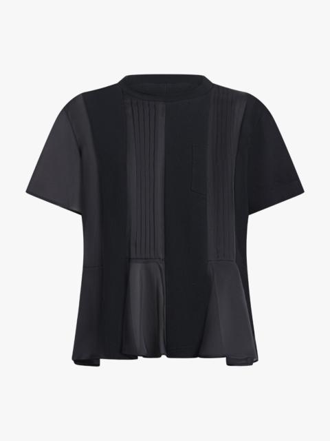 sacai SATIN COTTON JERSEY T-SHIRT | BLACK