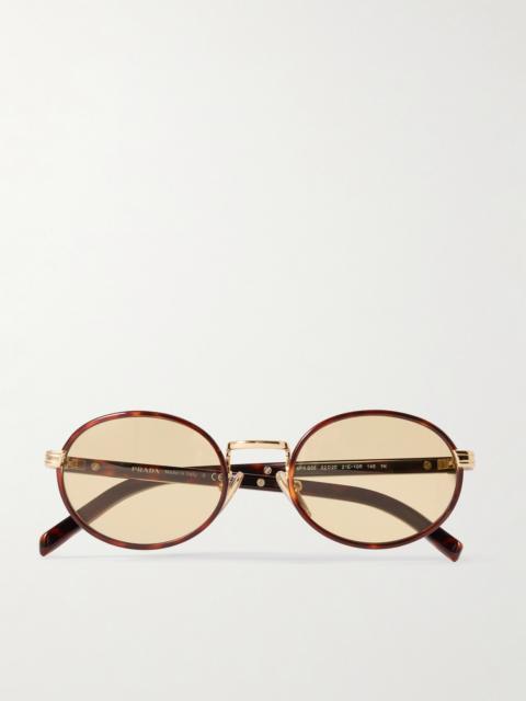 Prada Oval-frame tortoiseshell acetate and gold-tone sunglasses Tortoiseshell