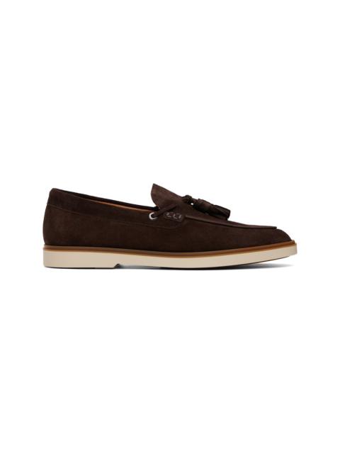 BOSS Brown Suede Tassel Trim Loafers
