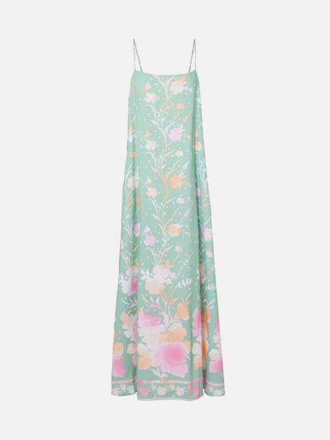 juliet dunn Floral cotton and linen maxi dress