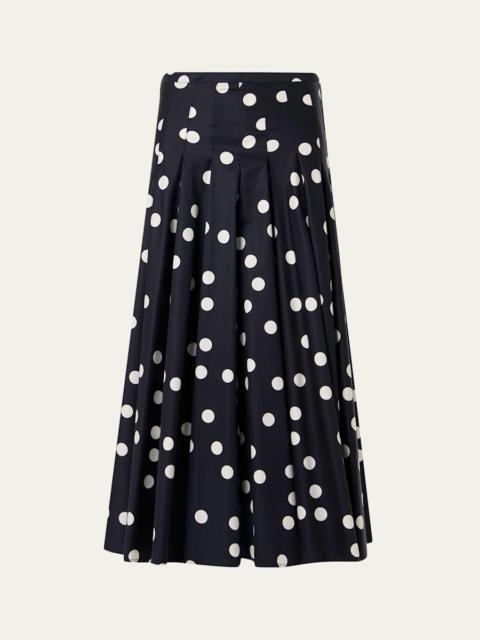AKRIS Cotton Polka Dot Midi Skirt