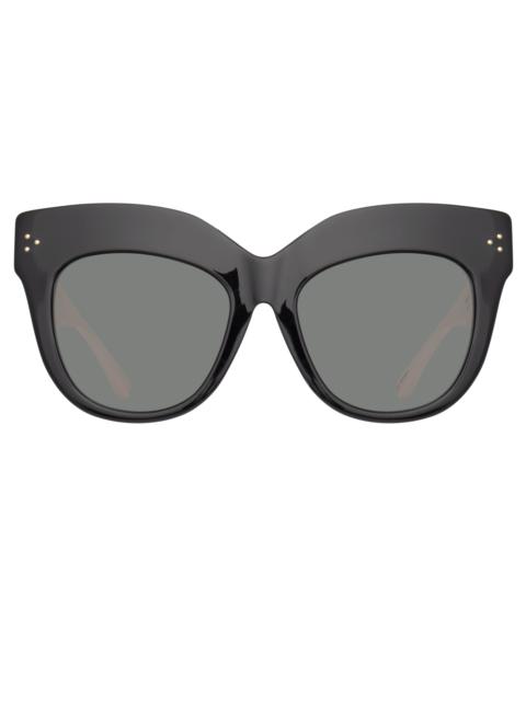DUNAWAY OVERSIZED SUNGLASSES IN BLACK AND CREAM