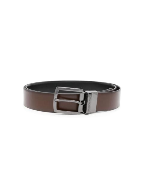 EMPORIO ARMANI burnished-finish leather belt