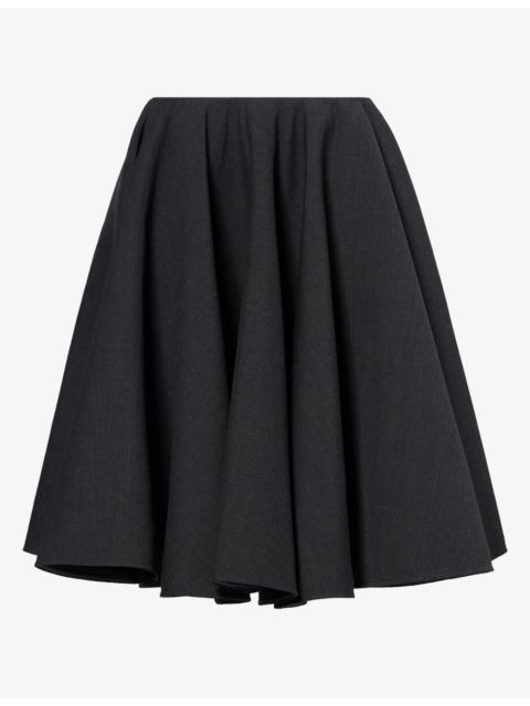 AMI Paris Peplum Wool Midi Skirt