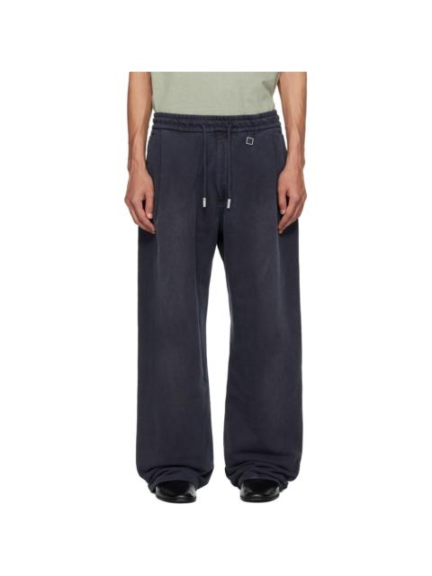 Wooyoungmi Navy One-Tuck Dyed Cotton Sweatpants