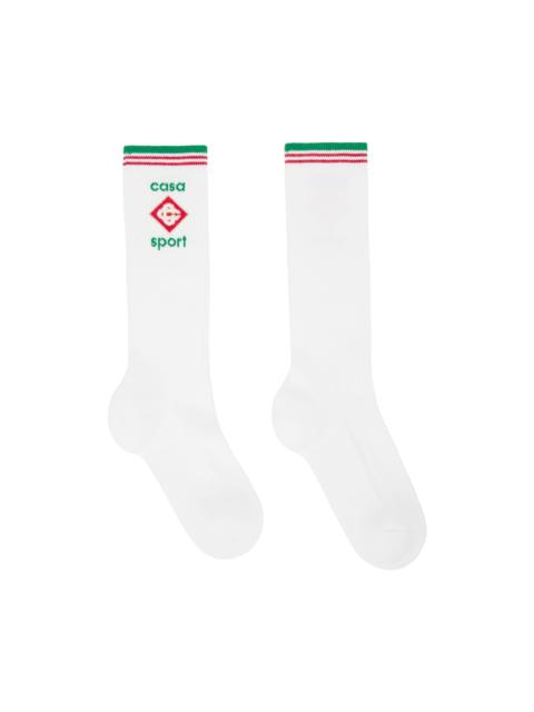 CASABLANCA White Casa Sport Logo Socks
