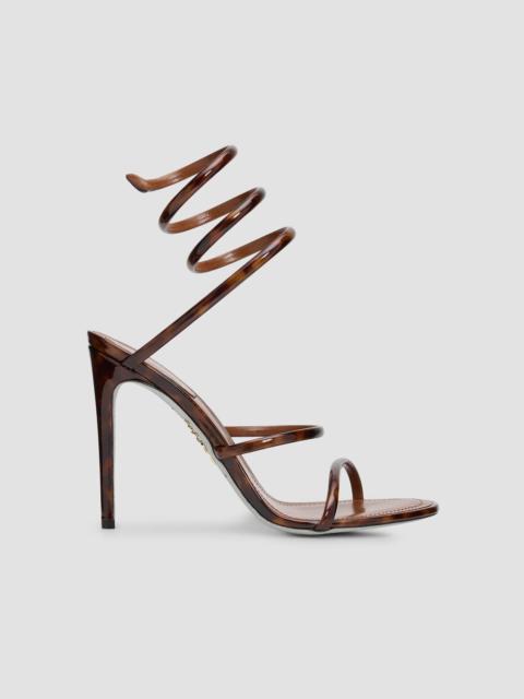 RENE CAOVILLA Women's Tortoiseshell Patent Leather 105MM Snake-Wrap Sandals - Brown Camouflage