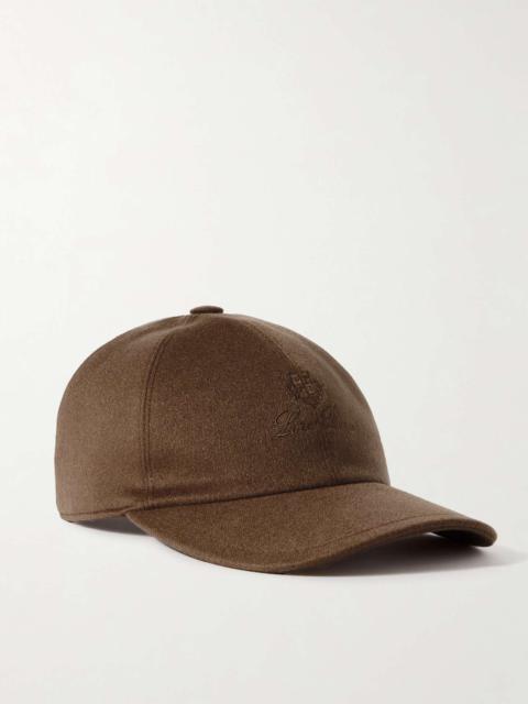 Embroidered cashmere-felt baseball cap