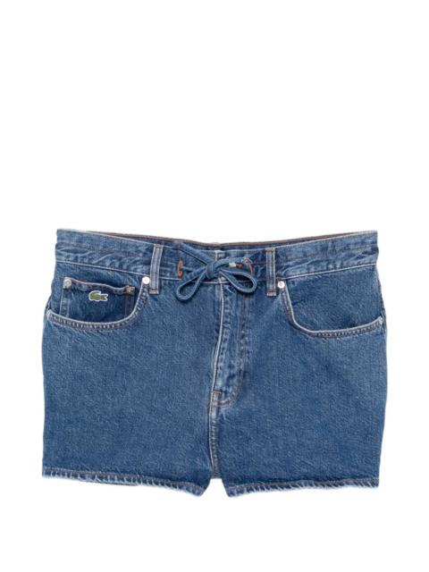 LACOSTE logo-embroidered denim shorts