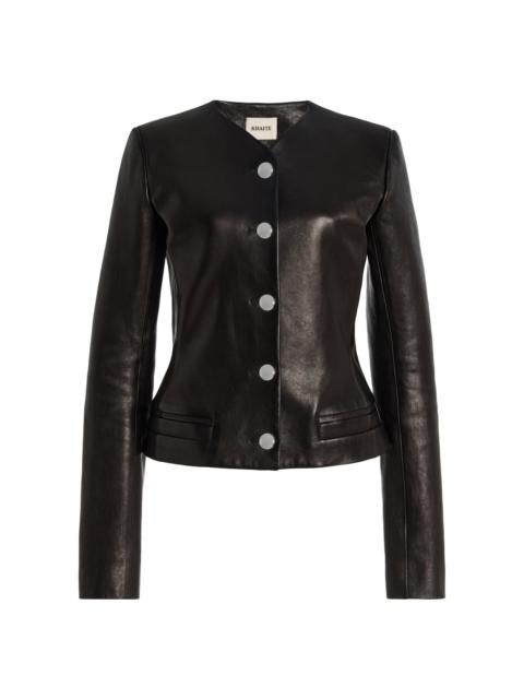 KHAITE Nara Tailored Leather Jacket black
