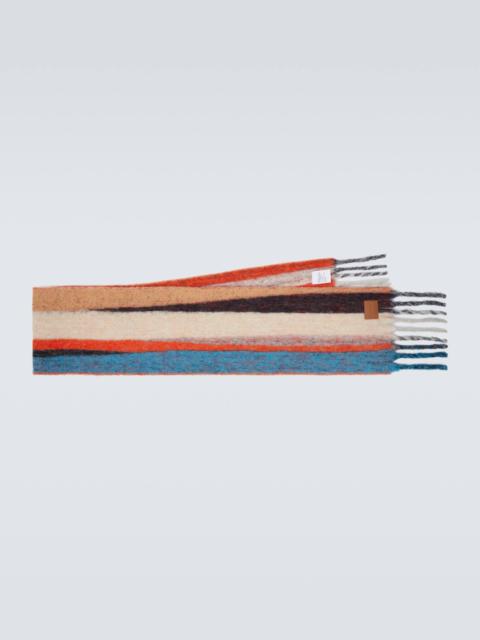 Loewe Fringed striped alpaca-blend scarf
