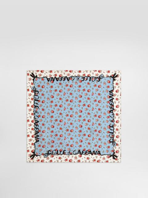 Dolce & Gabbana Small rose-print silk twill scarf 50x50
