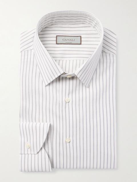 Canali Striped Cotton and Silk-Blend Shirt White