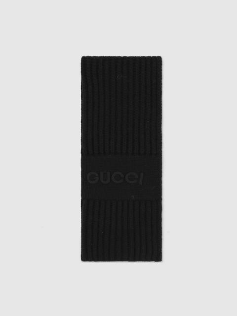 GUCCI Wool cashmere scarf with embroidery