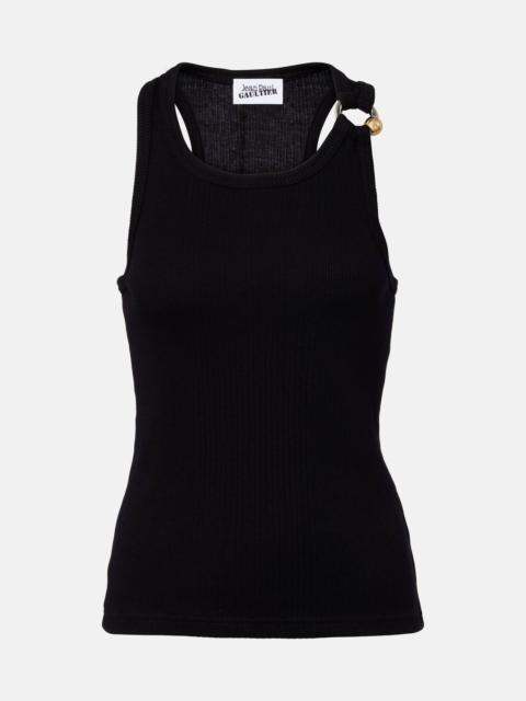 Jean Paul Gaultier Piercing cotton jersey tank top