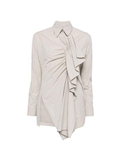 Y's gathered-detail cotton shirt