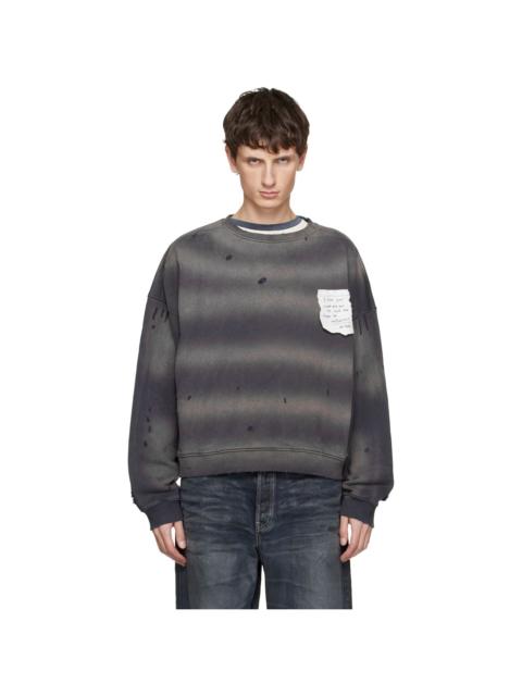 We11done Gray Paper Note Grunge Sweatshirt
